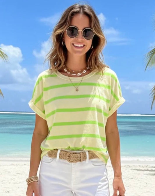 Lime stripe tee