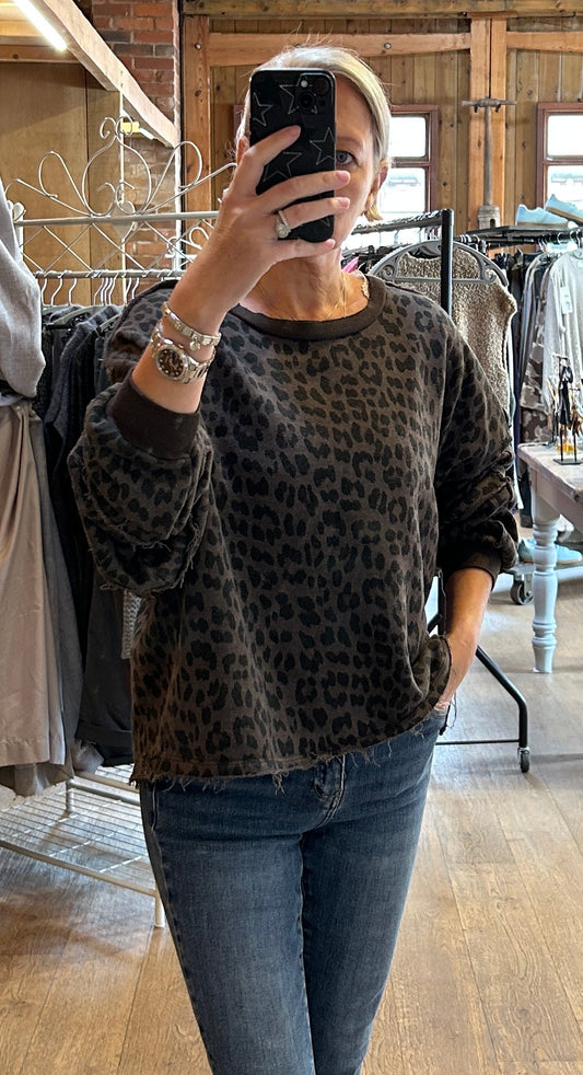 Leopard sweatshirt chocolate