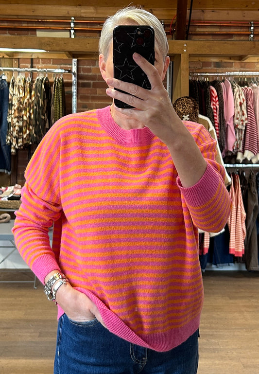 Pink/orange stripe knit