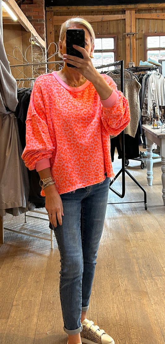 Leopard sweatshirt pink/orange