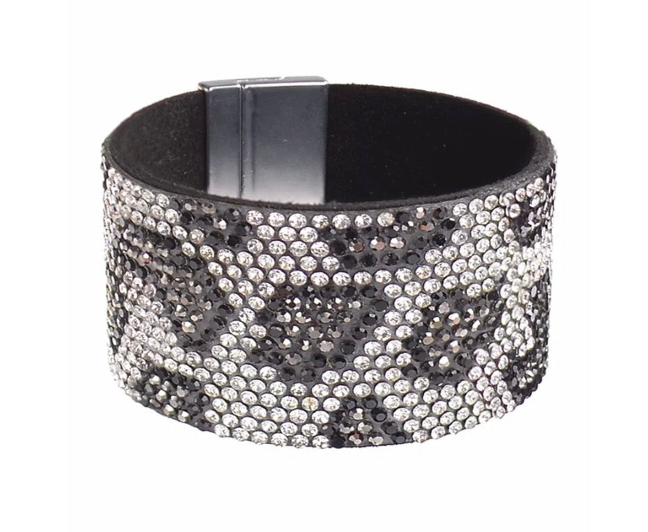 Leopard bling cuff silver