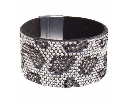 Leopard bling cuff silver
