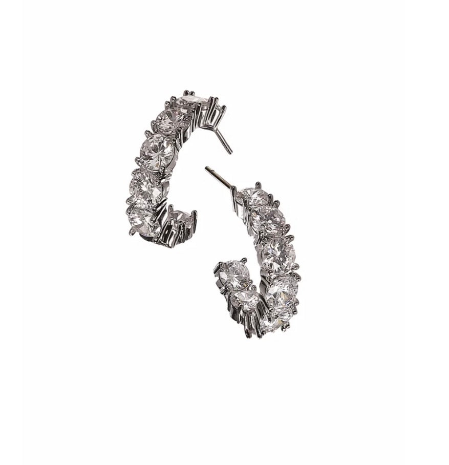Crystal demi hoops