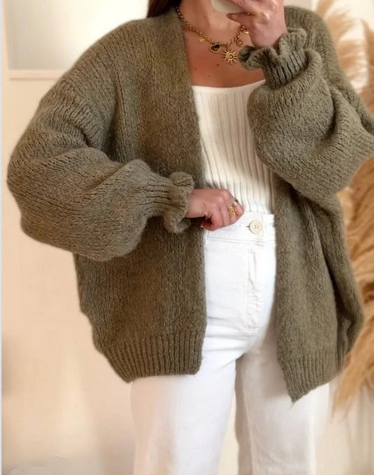 Frill cuff cardi - olive