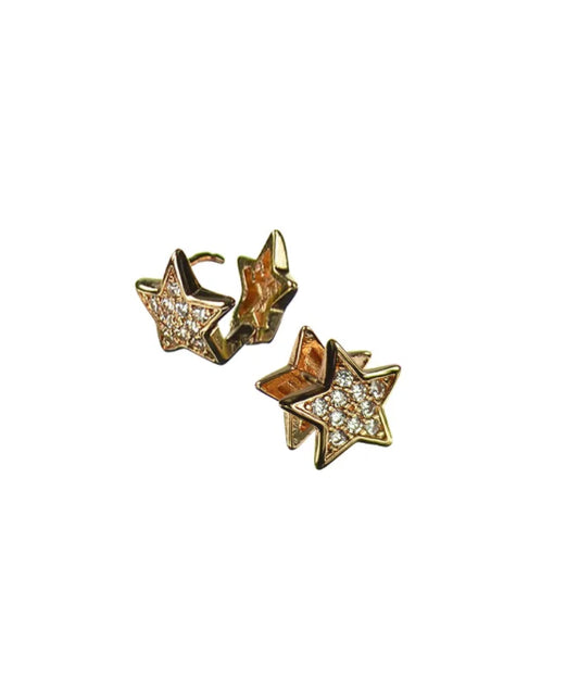 Diamante star clip earrings - gold