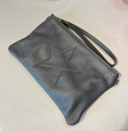 Leather star clutch bag