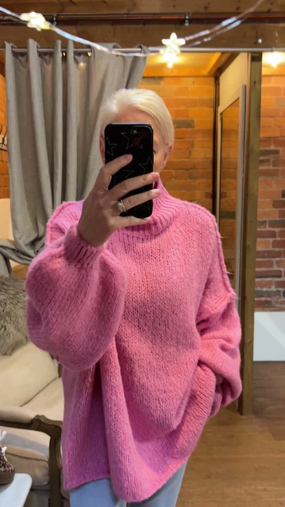 Stitch sleeve knit - pink