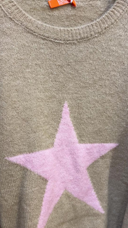 Sand knit/pink star