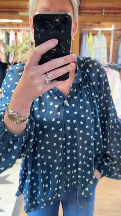 Hearts blouse navy