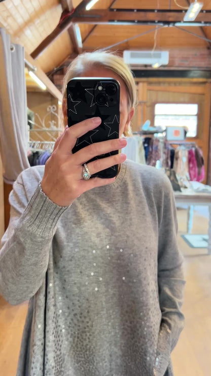 Dip hem sequins knit - grey