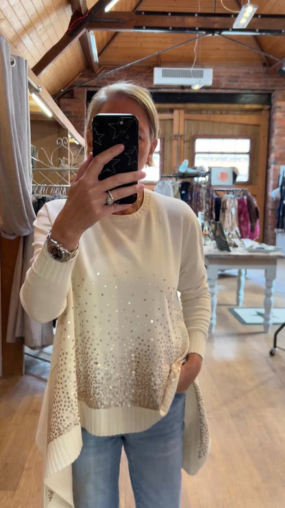 Dip hem sequins knit - cream